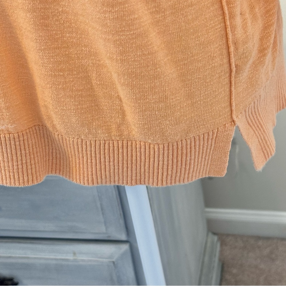 J. Crew Cotton Lightweight V-Neck Pullover Sweater Orange - Size small - Picture 3 of 9
